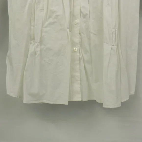 Foxcroft Shaped Stretch Ruched Button Front Collared Boho Style Blouse Size 8 - Picture 3 of 10